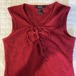 EUC Forever 21 Red Knit Sleeveless Shirt, Size L
